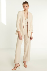 Uzun Yaka Detaylı Kol Büzgülü Blazer Ceket - 2