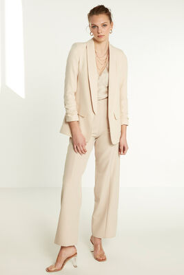 Uzun Yaka Detaylı Kol Büzgülü Blazer Ceket - 2