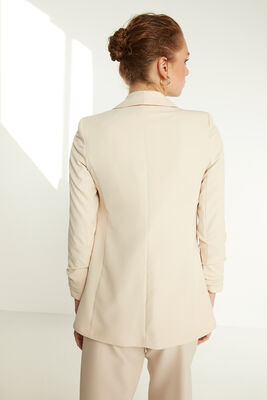 Uzun Yaka Detaylı Kol Büzgülü Blazer Ceket - 5