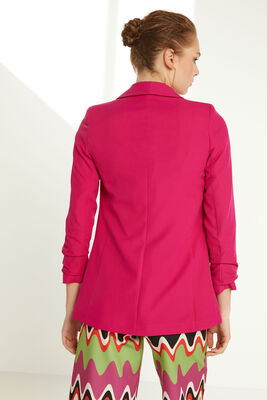 Uzun Yaka Detaylı Kol Büzgülü Blazer Ceket - 29