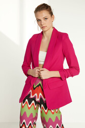 Uzun Yaka Detaylı Kol Büzgülü Blazer Ceket - 26