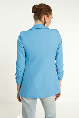 Uzun Yaka Detaylı Kol Büzgülü Blazer Ceket - 25