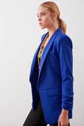 Uzun Yaka Detaylı Kol Büzgülü Blazer Ceket - 48