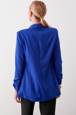 Uzun Yaka Detaylı Kol Büzgülü Blazer Ceket - 50