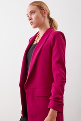 Uzun Yaka Detaylı Kol Büzgülü Blazer Ceket - 53