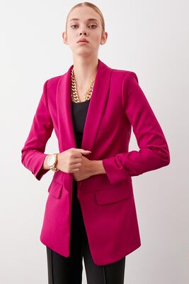Uzun Yaka Detaylı Kol Büzgülü Blazer Ceket - 55
