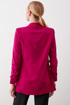 Uzun Yaka Detaylı Kol Büzgülü Blazer Ceket - 57