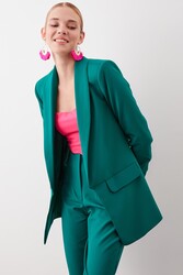 Uzun Yaka Detaylı Kol Büzgülü Blazer Ceket - 8