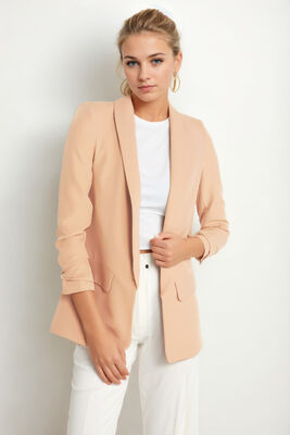 Uzun Yaka Detaylı Kol Büzgülü Blazer Ceket - 58