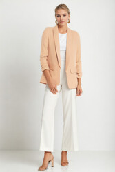 Uzun Yaka Detaylı Kol Büzgülü Blazer Ceket - 59