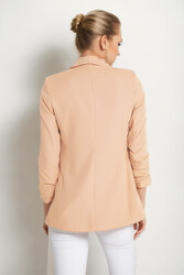 Uzun Yaka Detaylı Kol Büzgülü Blazer Ceket - 62