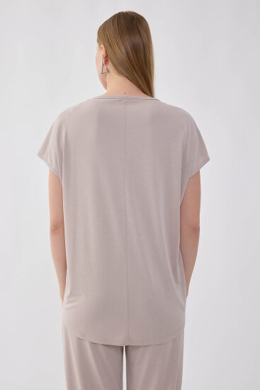 V Yaka Arkası Uzun Bluz - 5