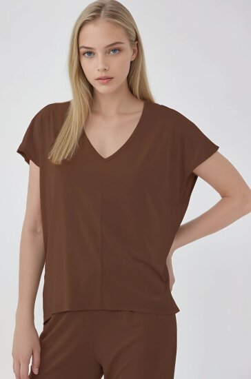 V Yaka Arkası Uzun Bluz - 13