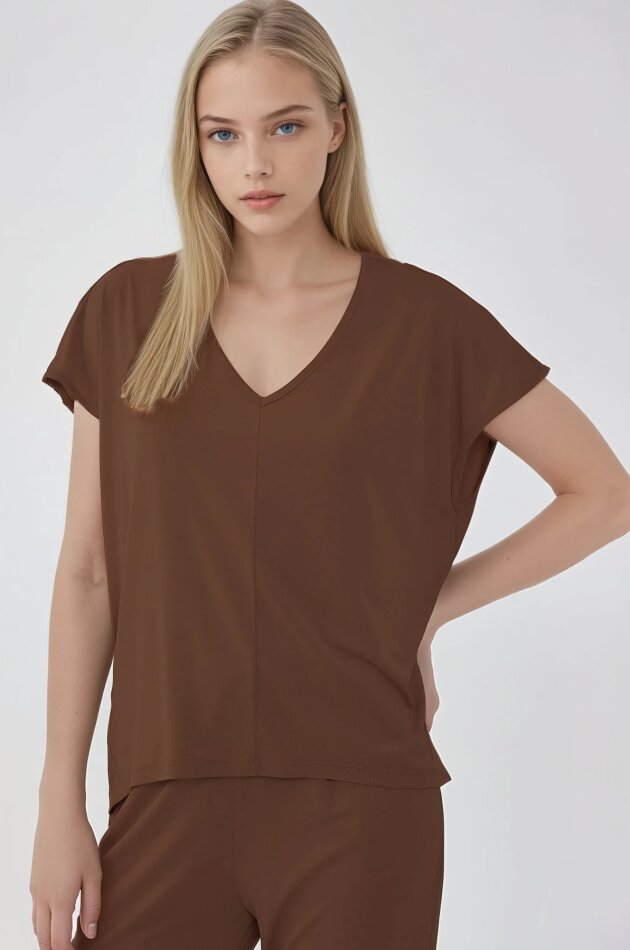 V Yaka Arkası Uzun Bluz - 13