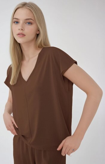 V Yaka Arkası Uzun Bluz - 14