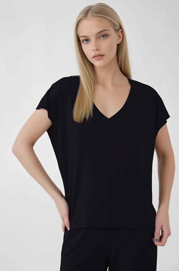 V Yaka Arkası Uzun Bluz - 17