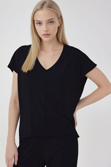 V Yaka Arkası Uzun Bluz - 16