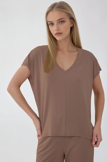 V Yaka Arkası Uzun Bluz - 21