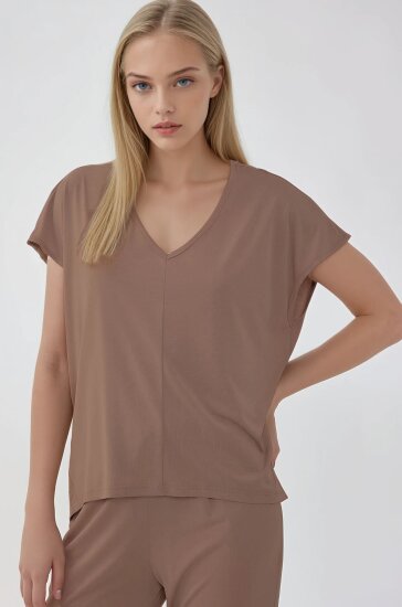 V Yaka Arkası Uzun Bluz - 22