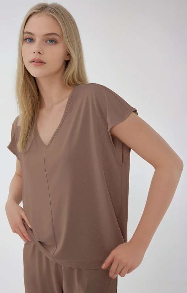 V Yaka Arkası Uzun Bluz - 20