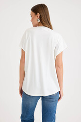 V Yaka Arkası Uzun Salaş Modal Bluz - 4