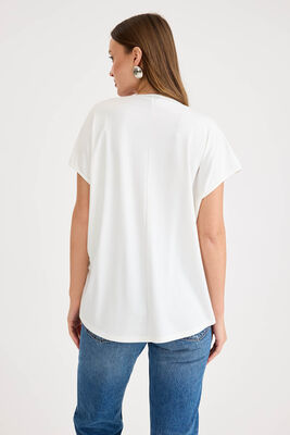 V Yaka Arkası Uzun Salaş Modal Bluz - 4