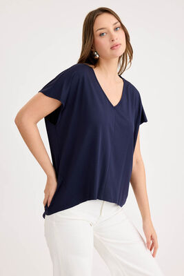 V Yaka Arkası Uzun Salaş Modal Bluz - 11