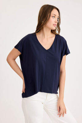 V Yaka Arkası Uzun Salaş Modal Bluz - 12