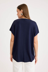 V Yaka Arkası Uzun Salaş Modal Bluz - 13