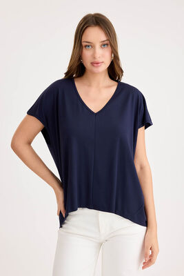 V Yaka Arkası Uzun Salaş Modal Bluz - 9