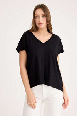 V Yaka Arkası Uzun Salaş Modal Bluz - 18