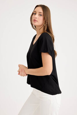 V Yaka Arkası Uzun Salaş Modal Bluz - 19