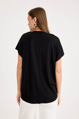 V Yaka Arkası Uzun Salaş Modal Bluz - 20