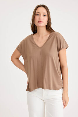 V Yaka Arkası Uzun Salaş Modal Bluz - 22