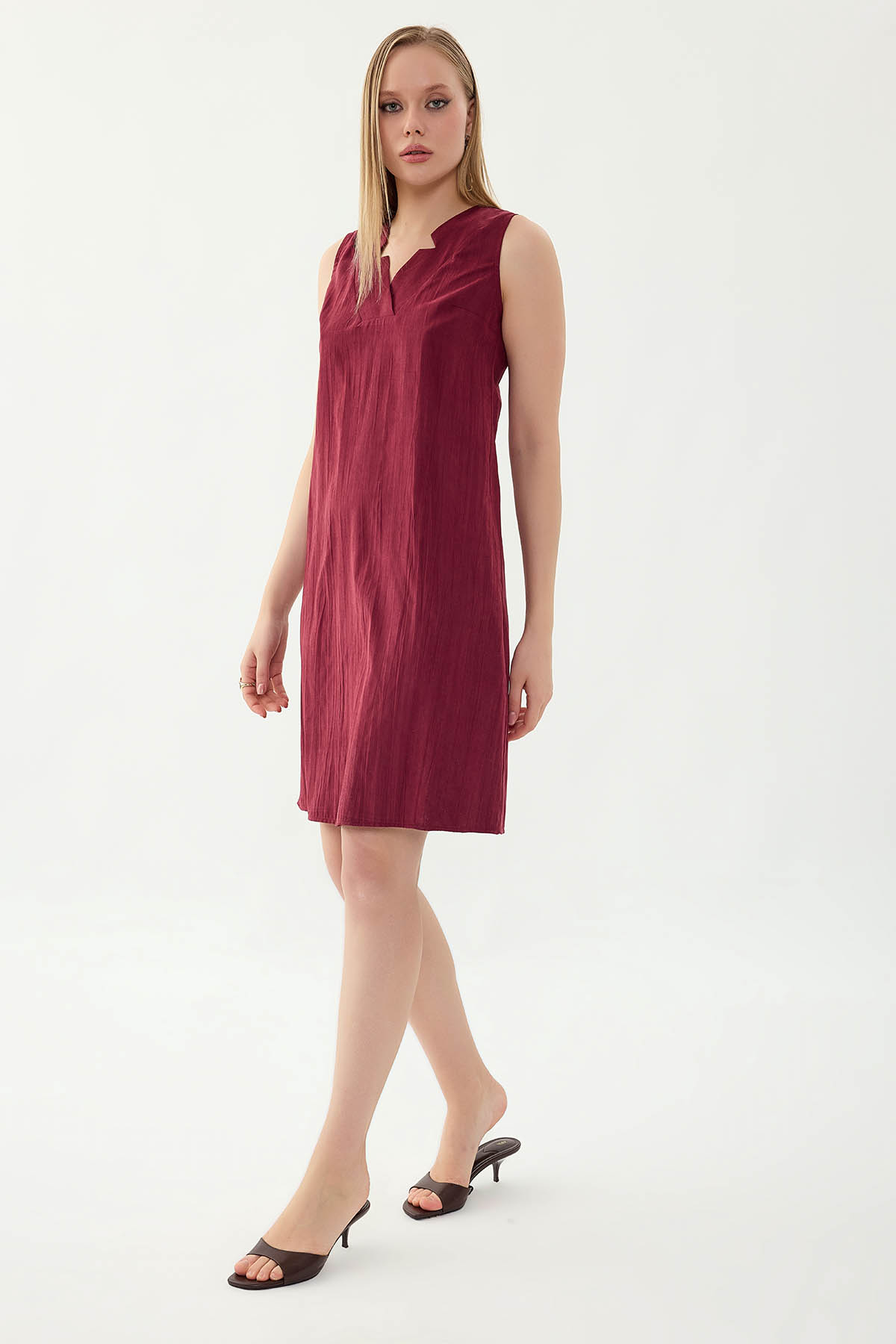 V Yaka Cepli Elbise - Thumbnail