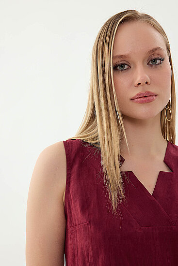 V Yaka Cepli Elbise - 7