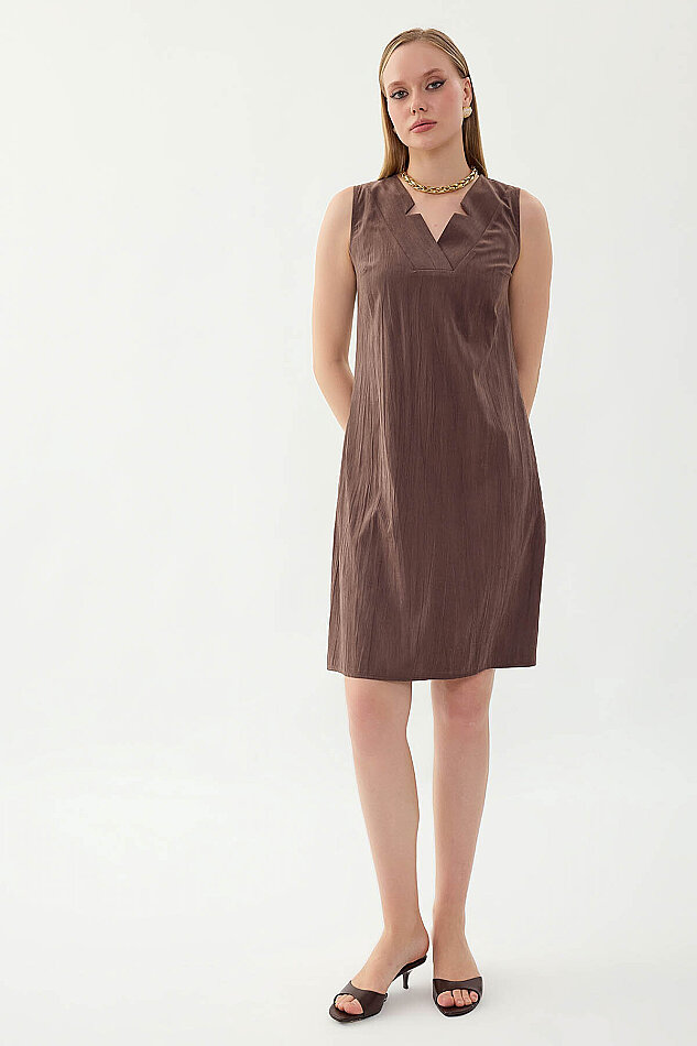 V Yaka Cepli Elbise - 14