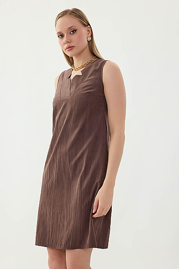 V Yaka Cepli Elbise - 15