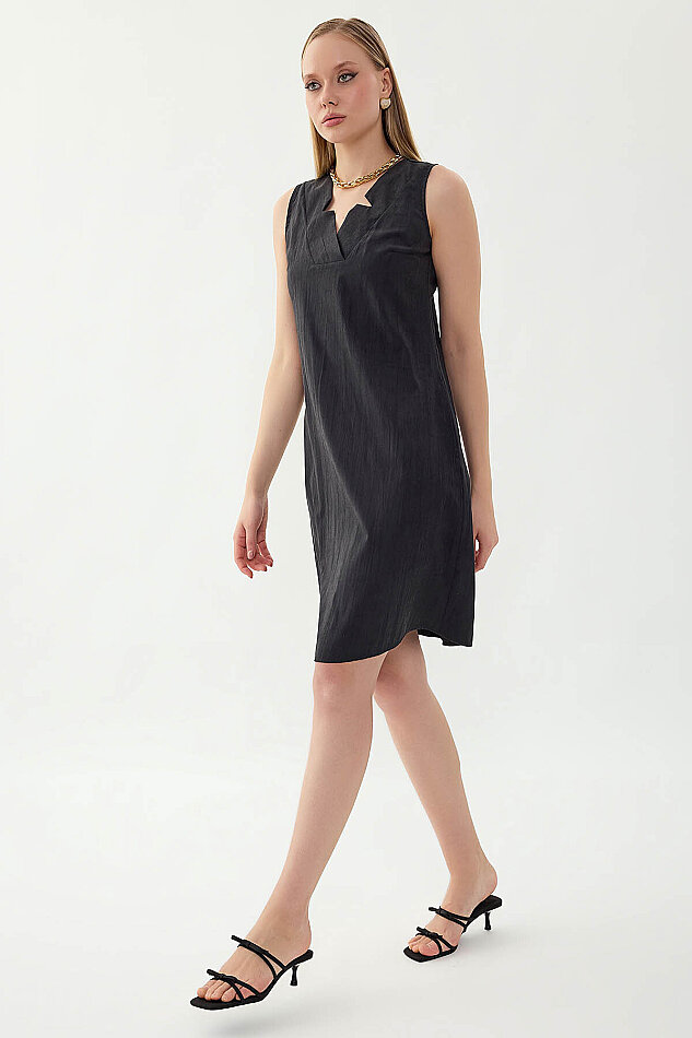 V Yaka Cepli Elbise - 23