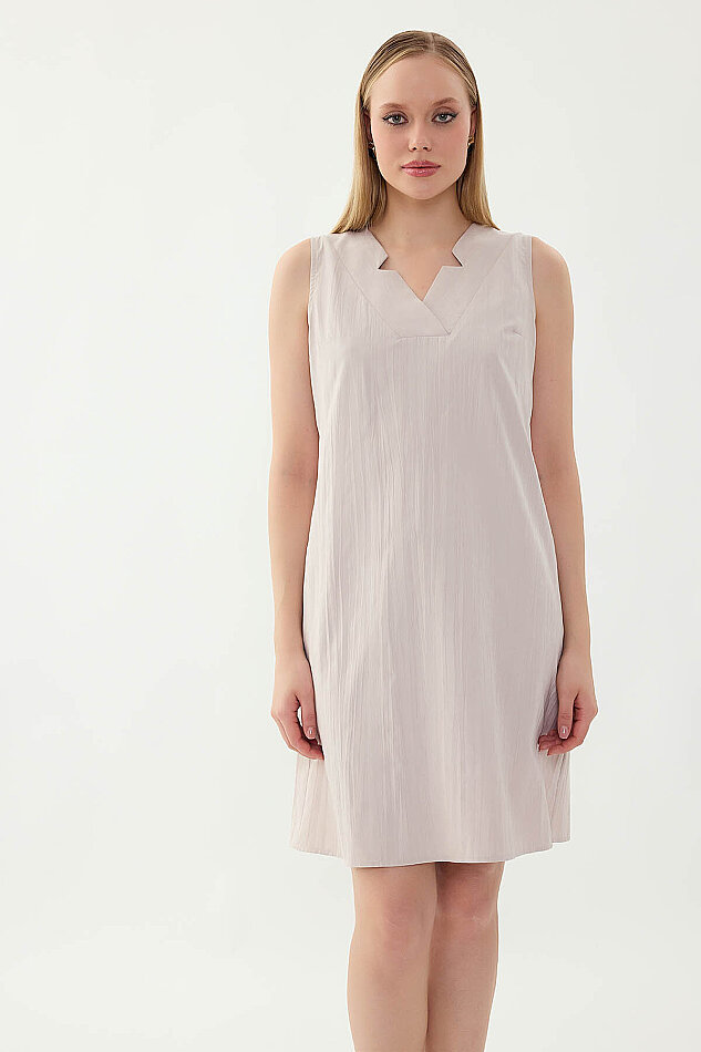 V Yaka Cepli Elbise - 31