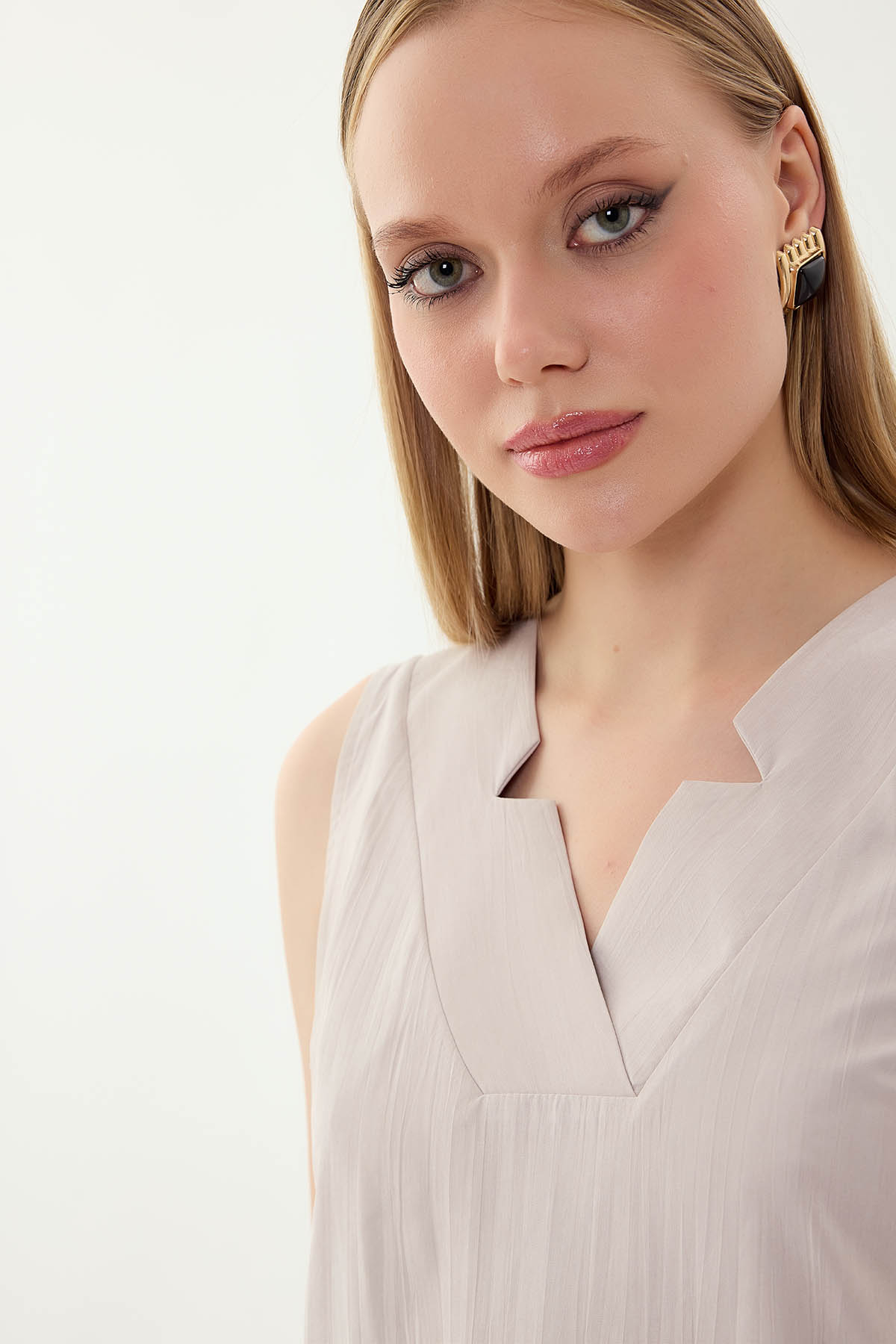 V Yaka Cepli Elbise - Thumbnail