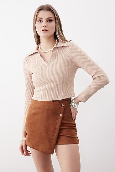 V Yaka Crop Bluz - 6