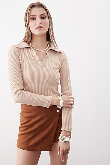 V Yaka Crop Bluz - 8