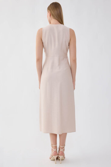 V Yaka Düğmeli Elbise - 17