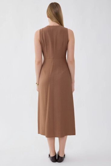 V Yaka Düğmeli Elbise - 23