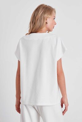 V Yaka Düşük Kol Örme Sweat - Thumbnail (18)