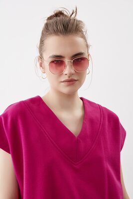 V Yaka Düşük Kol Örme Sweat - Thumbnail (27)