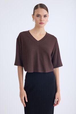 VİTRİN - V Yaka Kısa Kol Bluz