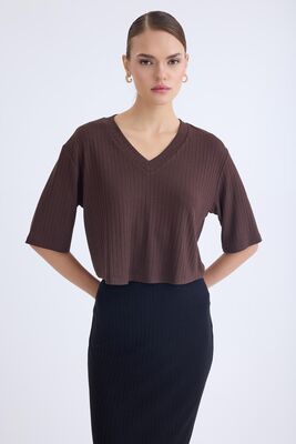 VİTRİN - V Yaka Kısa Kol Bluz (1)