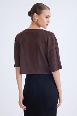 V Yaka Kısa Kol Bluz - Thumbnail (5)